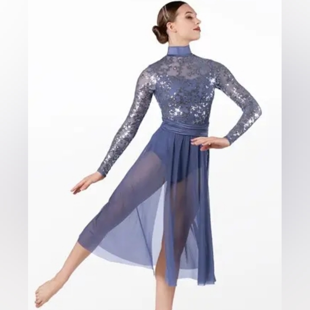 Weissman 13642 Slate Blue Sequin Dance Costume Dress